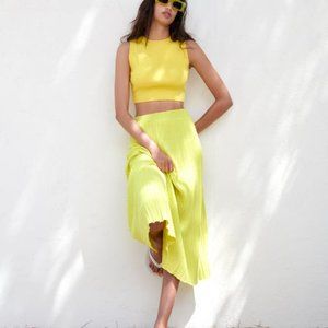 Zara Yellow Knit Crop Top sz M